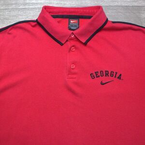 Nike Georgia Bulldogs Polo Shirt Mens L Red Golf Shirt Y2K Football